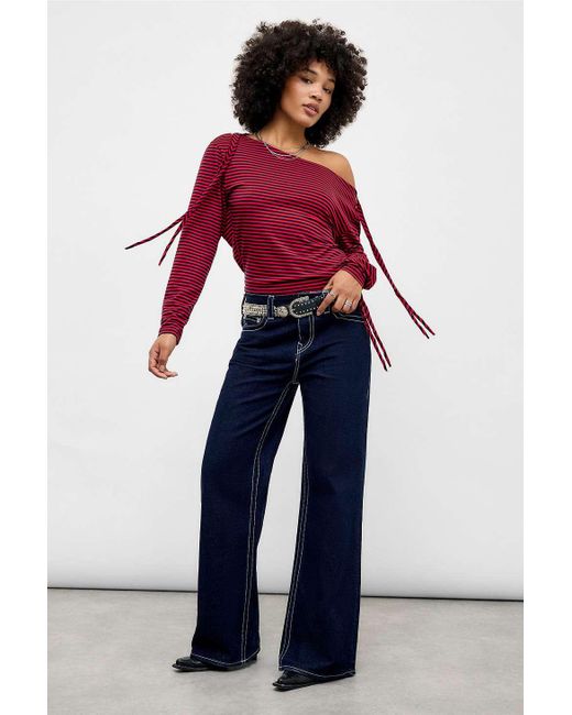 Jaded London Red Gaia Slashed Backless Stripe Top