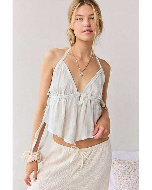 Out From Under Gray Ocean Air Gauze Halter Babydoll Cami