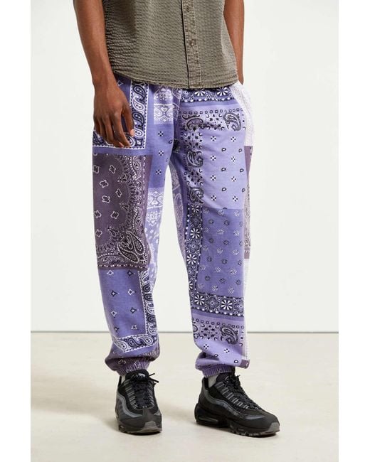 BDG Purple Bandana Patchwork Print Sweatpant for men