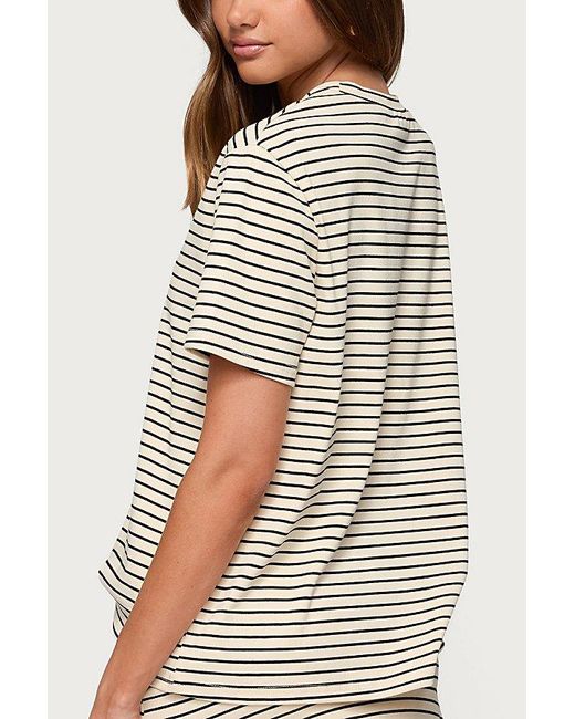 Edikted Brown Brena Striped Oversized T Shirt Top