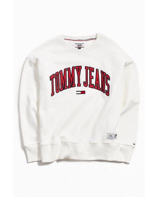 Tommy Hilfiger Tommy Jeans Collegiate Crew Neck Sweatshirt in White for Men  | Lyst