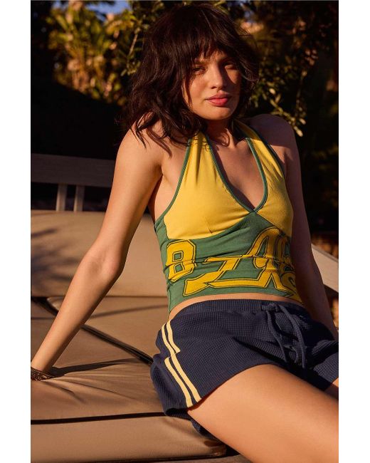 Urban Outfitters Yellow Uo Alpha Sporty Halterneck Top