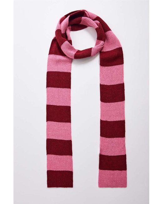 Urban Outfitters Red Uo Striped Skinny Scarf