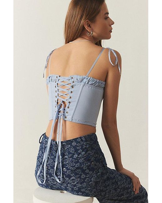 Out From Under Blue Sheena Ruffle Lace-Up Corset