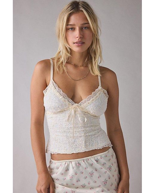 Kimchi Blue White Clover Lace + Ribbon Trim Cropped Cami