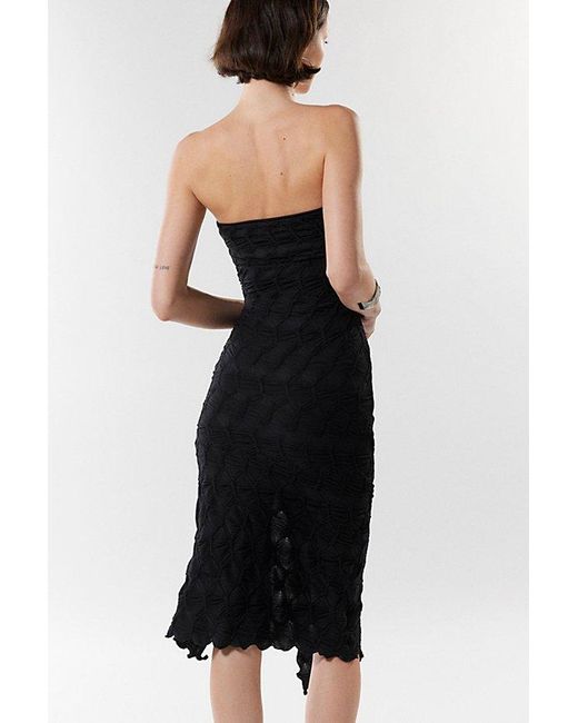 Urban Outfitters Black Uo Remy Textured Tube Midi Dress