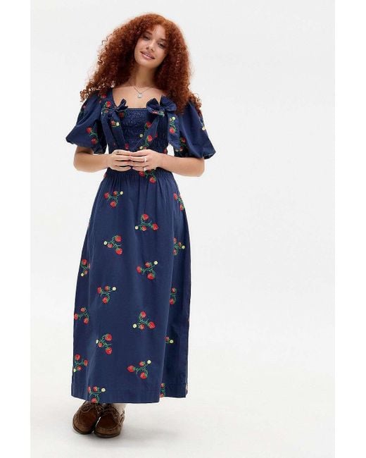 Damson Madder Blue Navy Lauren Midi Dress