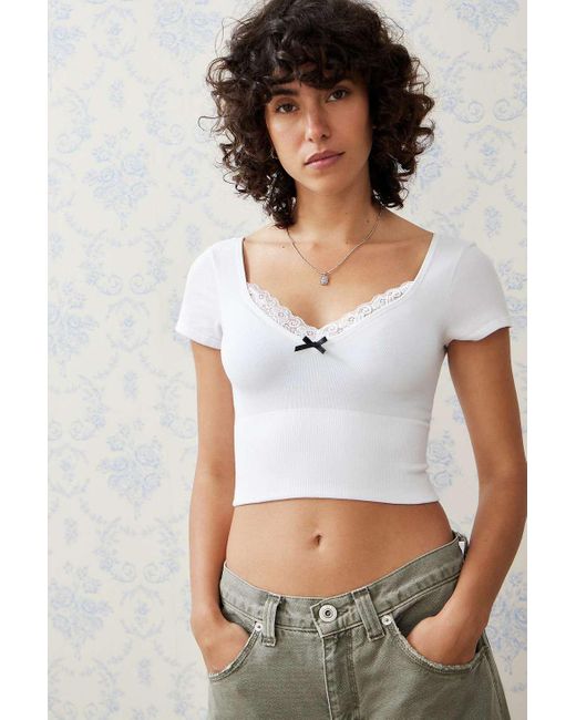 Urban Outfitters White Uo Shade Sweetheart Top