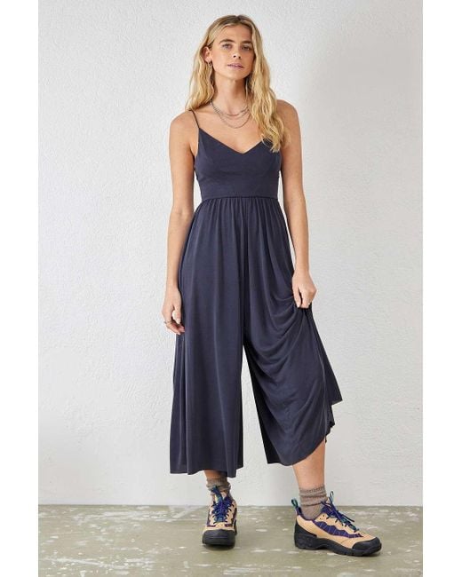 Urban Outfitters Blue Uo Molly Cupro Culotte Jumpsuit