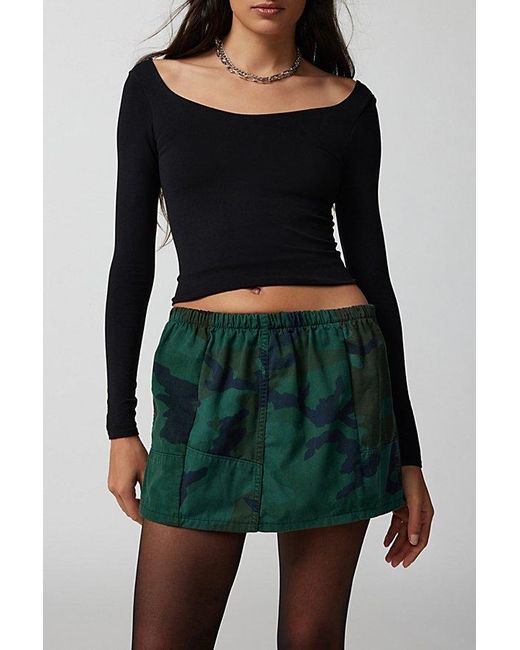 Urban Renewal Black Remade Overdyed Camo Mini Skirt