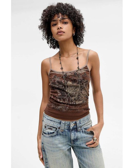 Silence + Noise Brown Silence + Noise Chocolate Stamp Grunge Vest Jacket