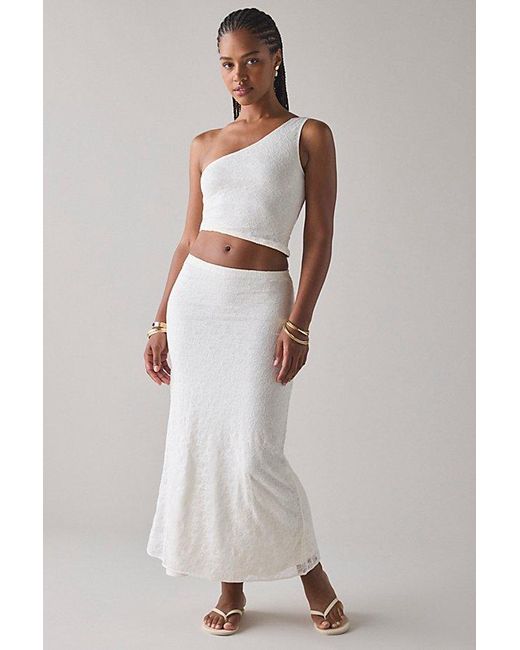 Urban Outfitters White Uo Harlow Lace Low-Rise Maxi Skirt