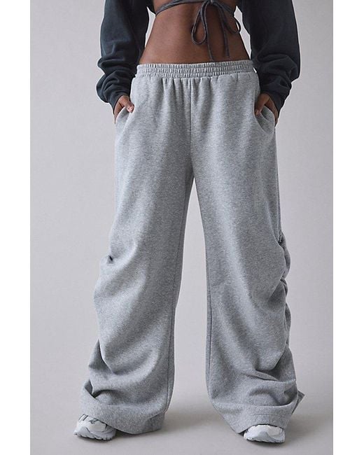 1st Position By Tinashe Gray Uo Exclusive Nasty Girl Ruched Wide Leg Sweatpant
