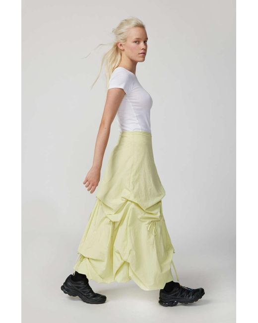 Urban Outfitters Multicolor Uo Fiona Ruched Maxi Skirt In Lime,at
