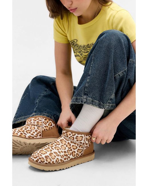 Ugg Blue Leopard Classic Ultra-mini Boots