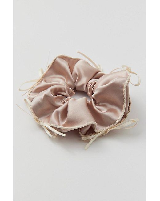 Urban Outfitters Pink Satin Bow Scrunchie