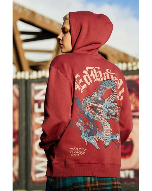Ed Hardy Red Typhoon Dragon Zip-up Hoodie