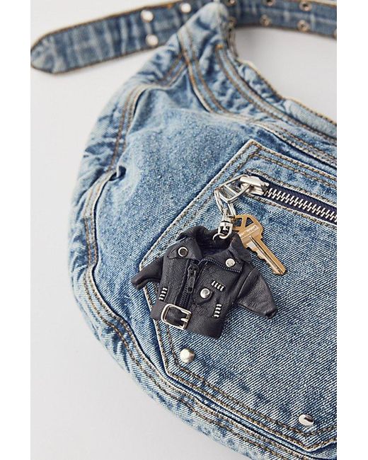 Urban Renewal Blue Vintage Leather Jacket Keychain