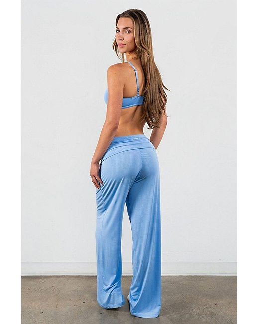 Vitaly Blue Float Rib Foldover Pant