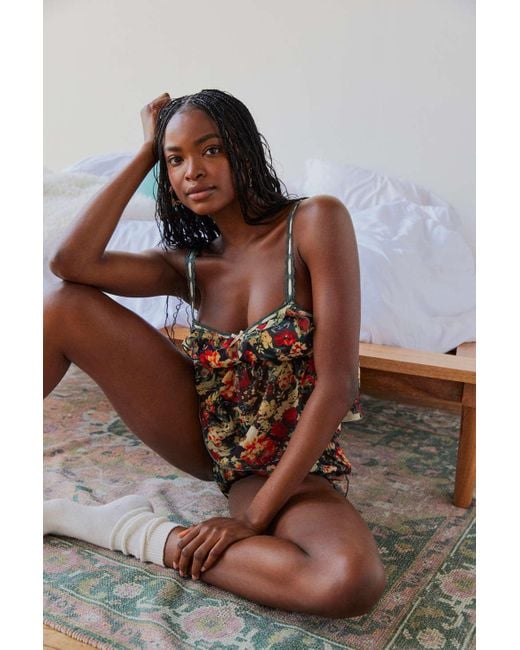 Out From Under Brown Seraphine Sheer Babydoll Cami In Black,at Urban Outfitters