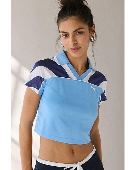 PUMA T7 Football Jersey Baby Tee in Blue | Lyst