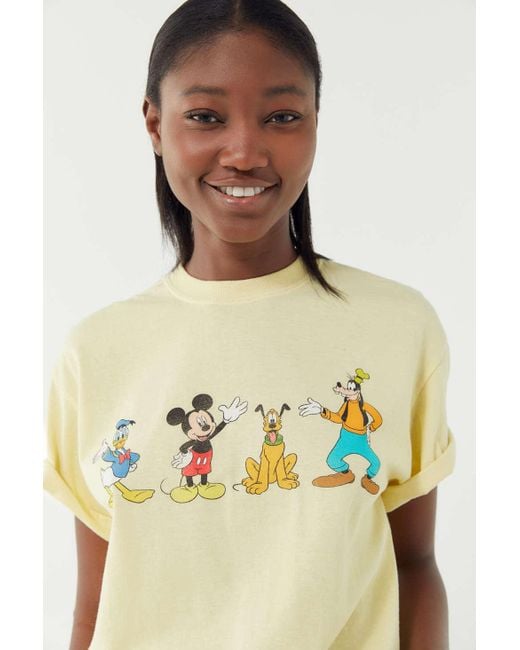 Urban Outfitters Yellow Mickey And Friends Tee
