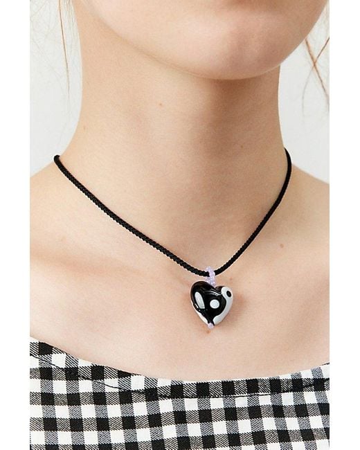 Urban Outfitters Natural Glass Heart Corded Necklace