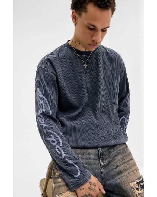 Ed Hardy Blue Uo Exclusive Black Long Sleeve T-shirt for men