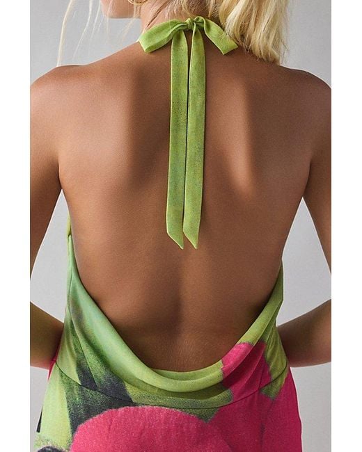 I.AM.GIA Pink I. Am. Gia. Samantha Georgette Plunging Cowl Halter Maxi Dress
