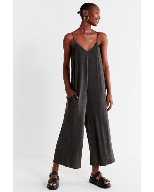 Urban Outfitters Gray Uo Shapeless Wide-leg Jumpsuit