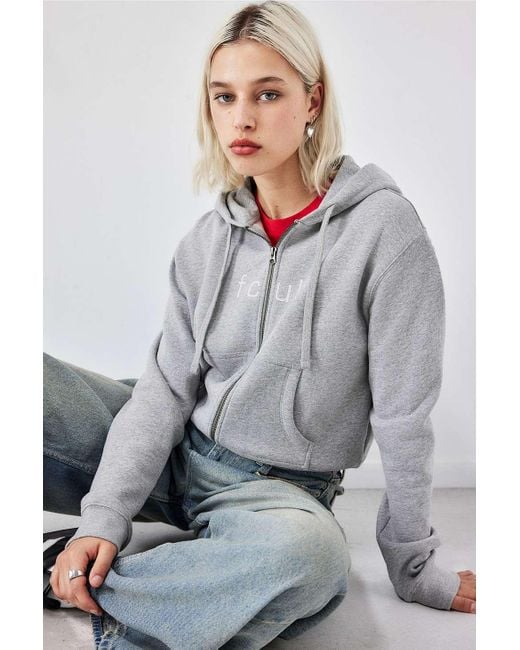 French Connection Gray Uo Exclusive Grey Zip-up Hoodie