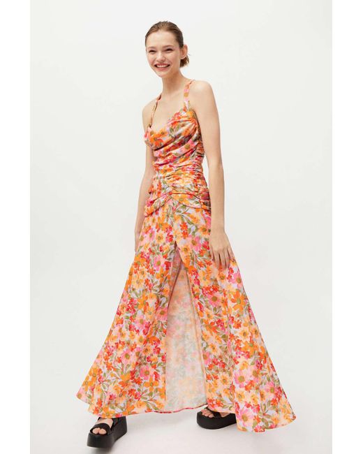 For Love & Lemons Pink Willa Floral Maxi Dress