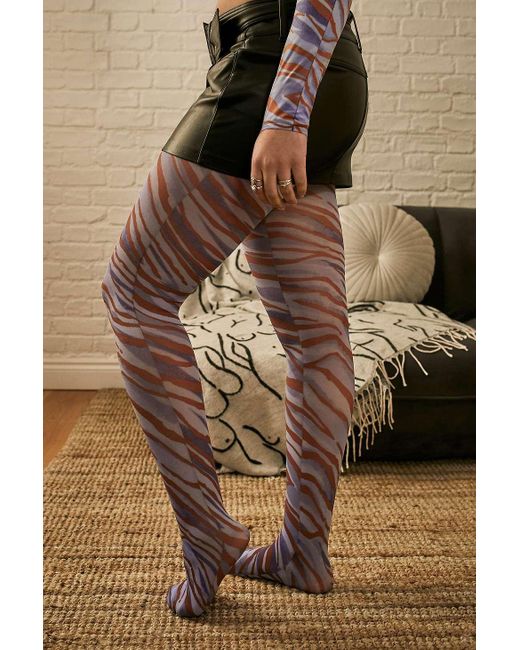 Urban Outfitters Purple Uo Zebra Print Tights