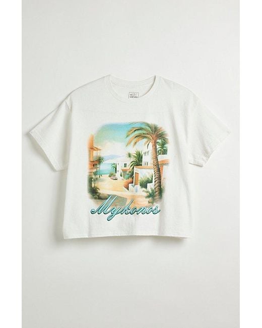 Urban Outfitters White Mykonos Cropped Tee for men