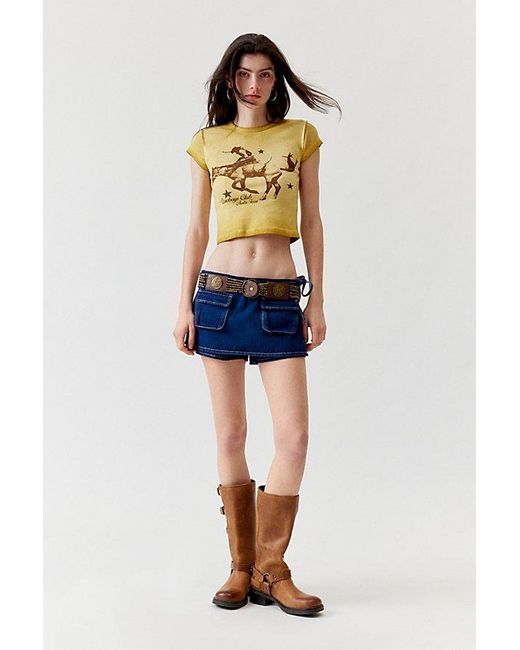 Urban Outfitters Yellow Cowboys Club Washed Baby Tee