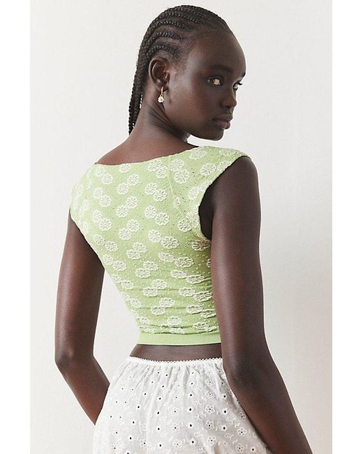 Out From Under Green Flower Power Seamless Cropped Top