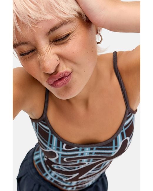 iets frans Blue Molly Check Seamless Cami