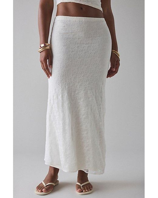 Urban Outfitters White Uo Harlow Lace Low-Rise Maxi Skirt