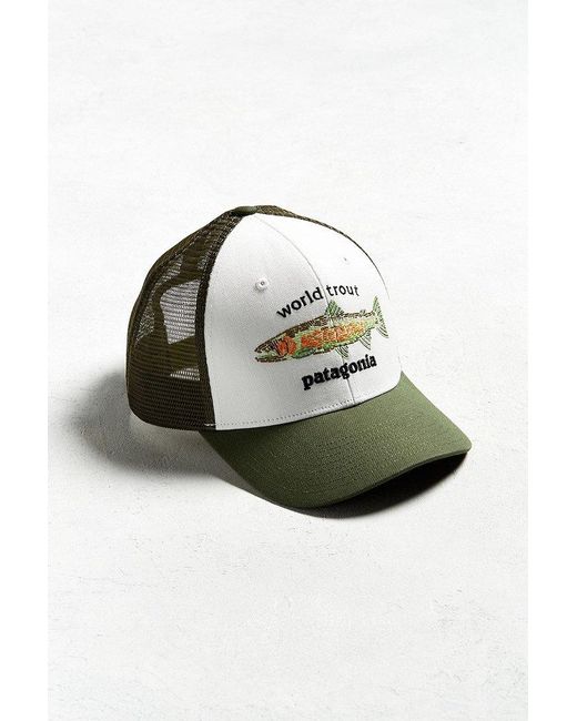 Patagonia White World Trout Trucker Hat for men