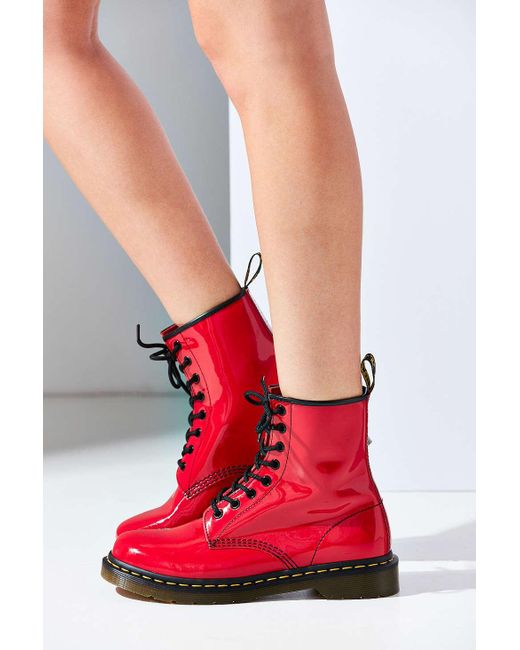 Dr. Martens 1460 Patent Leather Boot in Red | Lyst