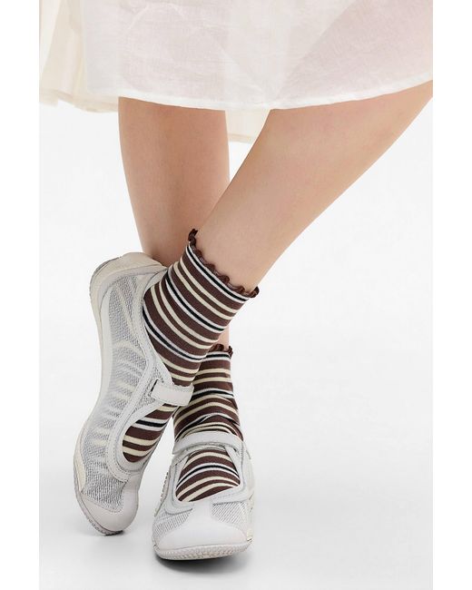 Out From Under White Stripe Lettuce Edge Socks