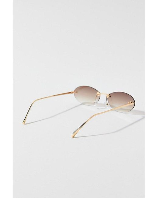 Urban Outfitters Brown Rimless Micro Oval Sunglasses for men