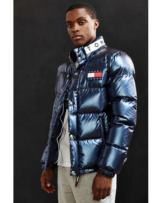 Tommy Hilfiger Patch Logo Down Puffer Jacket in Yellow and Blue