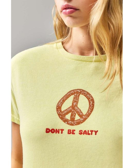 Urban Outfitters Yellow Uo Don't Be Salty Pretzel T-shirt