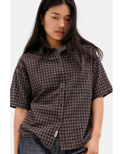 BDG Black Check Boxy Skate Shirt