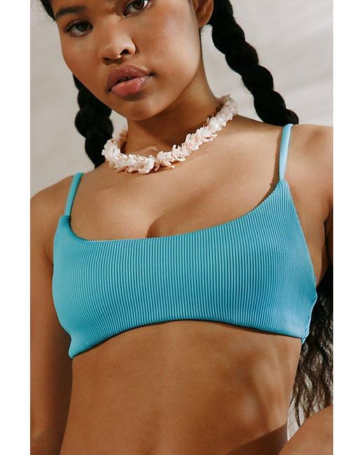 Out From Under Blue Grace Ribbed Scoop Neck Bikini Top