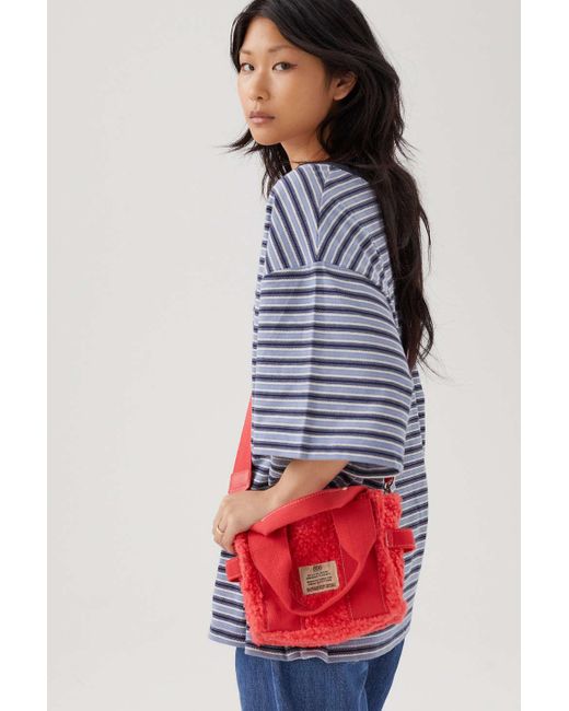BDG Red Serena Sherpa Mini Tote Bag