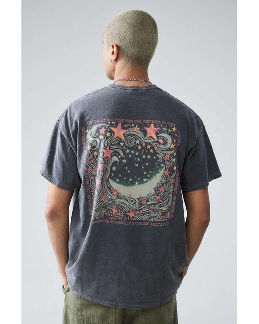 Urban Outfitters Gray Uo Washed Black Moon & Stars T-shirt for men