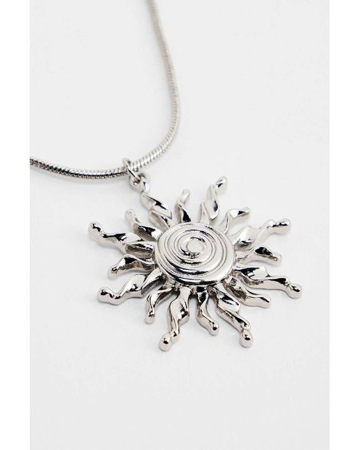 Urban Outfitters White Uo Sun Swirl Pendant Necklace