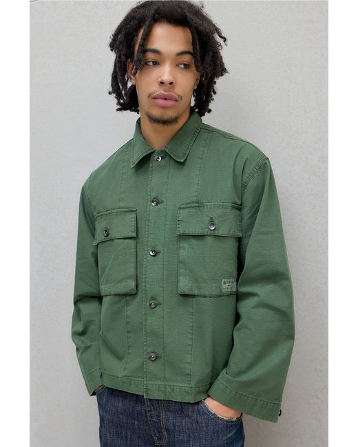 BDG Green Military Boxy Ripstop Shirt Jacket for men